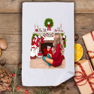 Коледна кърпа с принт с момиче