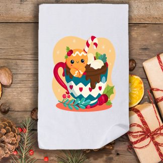Коледна кърпа с принт чашка с лакомства