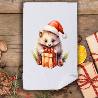 Коледна кърпа с принт таралеж