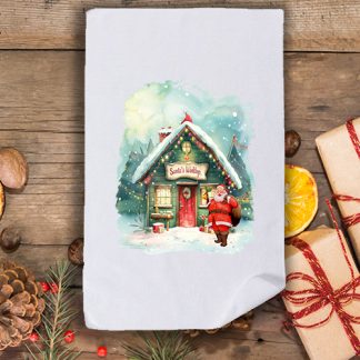 Коледна кърпа с принт къща в планината