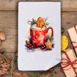 Коледна кърпа с принт чаша