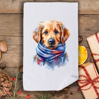 Коледна кърпа с принт куче