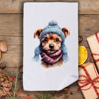 Коледна кърпа с принт куче 2