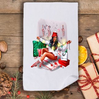 Коледна кърпа с принт с момиче 2