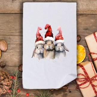 Коледна кърпа с принт три зайчета