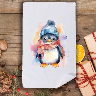 Коледна кърпа с принт пингвинче